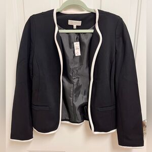 NWT Talbots Black Blazer with White Trim  Size 4